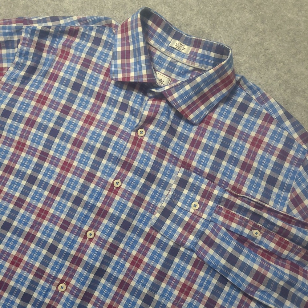 Peter Millar Button Down Shirt Mens Large Multi Color Plaid Long Sleeve Cotton - Picture 1 of 7